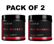 2 Kaged PRE-Workout Powder Workout Fruit Punch Exp. 12-2026 40 Servings Total