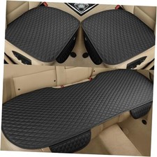 Pu Leather Car Seat Bottom Covers Protectors Universal Fit - Full Set A-Black
