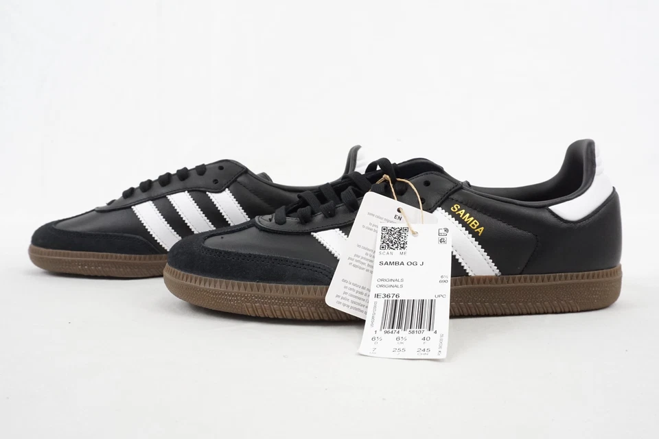 Tenis Adidas Samba OG J IE3676 en Núcleo Negro/Blanco Nube/Goma - Niños EE. UU. Talla 7 Foto 4 de 4