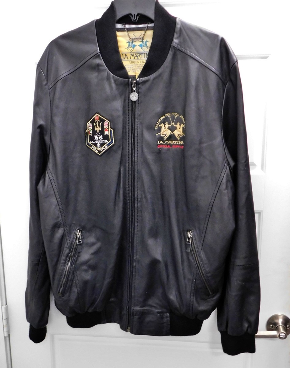 LA MARTINA POLO Genuine Sheep Leather Bomber Maserati Jacket Size