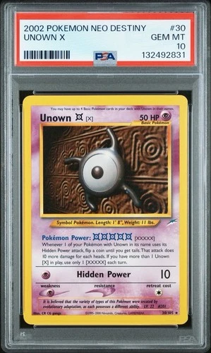 2002 Pokemon Neo Destiny 30 Unown X PSA 10 Card GEM MINT Trusted Seller! Pop 13