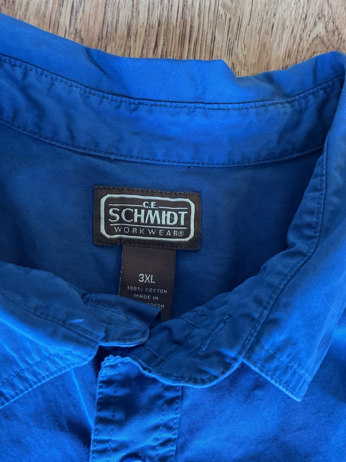 C E Schmidt Button Down, Size 3X Cotton Solid Blu… - image 9