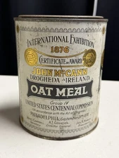 Antique John McCann's Irish Oatmeal Can 28 Oz Kildare Ireland FULL SEALED!