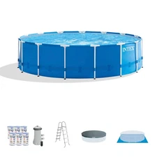 Intex 15ft x 48in Frame Swimming Pool Set w/ Pump and Filter Pump Cartridges