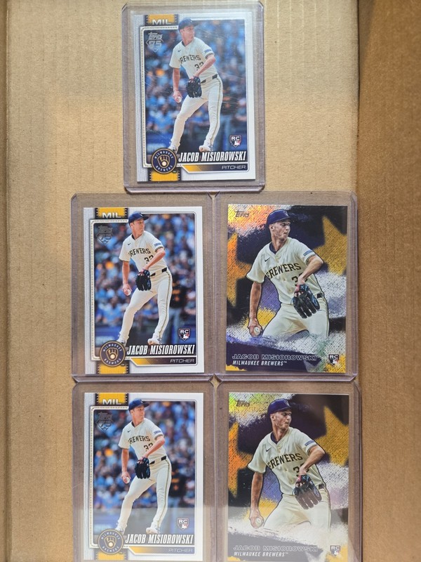 2026 Topps Series 1 Jacob Misiorowski RC Lot X5 Milwaukee Brewers