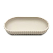 Rubberized Plastic Ribbed Organizer Tray Beige Storage Desktop Drawer