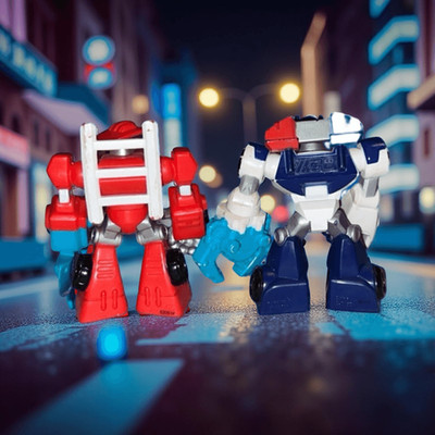 2 Playskool Transformers Rescue Bots Figures Heatwave and Chase 3.5  B18