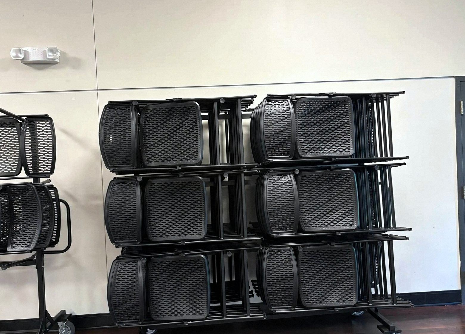 Black Resin Folding Chairs with Carts