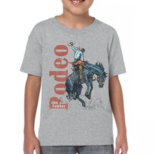 Cowboy Rodeo Youth T-shirt Bucking Bronc Horseback Riding Country Life Kids