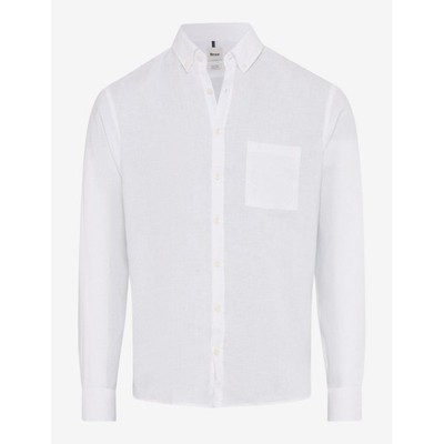 Brax men's linen shirt modern fit style Daniel white 740006 74410100 99 white