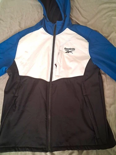 Reebok Colorblock Hooded Full Zip Jacket Blue White Black Men’s L - product listing photo
