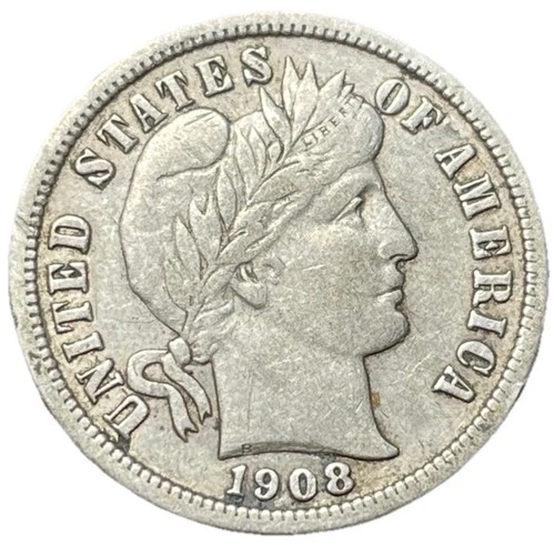 1908-O Barber Dime Silver 10C New Orleans F/VF Condition Better Date US Coin