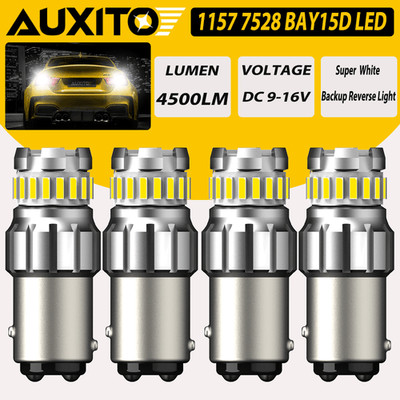 4x AUXITO 1157 LED Turn Signal Brake Reverse Daytime Light Bulb White Error Free