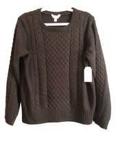 Time & Tru Womens Sweater Large Black Soot Lorex Long Sleeve Pullover Festive