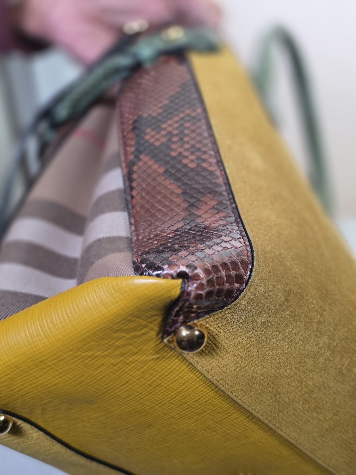 Rare Burberry Python/ Suede Medium Banner Tote in… - image 12