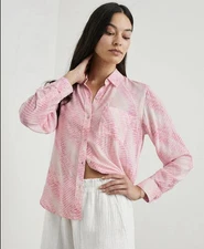 Rails womens small Josephine Pink Watercolor Plaid Button Front Blouse career