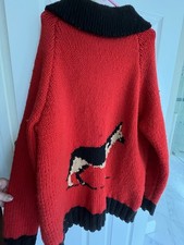 Vintage Cowichan Style Wool Sweater German Shepherd Dog   Handmade Zip Christmas