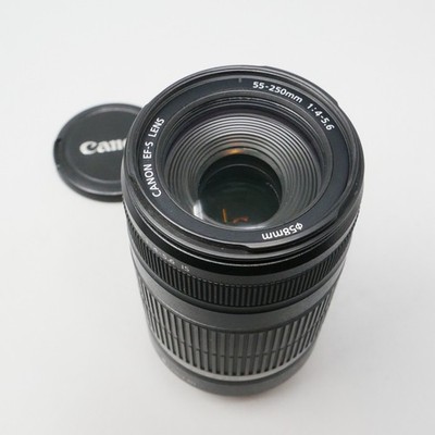 Canon EF-S 55-250mm f/4-5.6 IS Telephoto Zoom Lens For Canon Rebel -- plus Caps