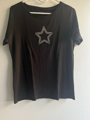 Süßes Shirt Gr. L /44 UN DEUX TROIS 1-2-3 Schwarz Silberne Perlen Rundhals - Bild 1 von 4