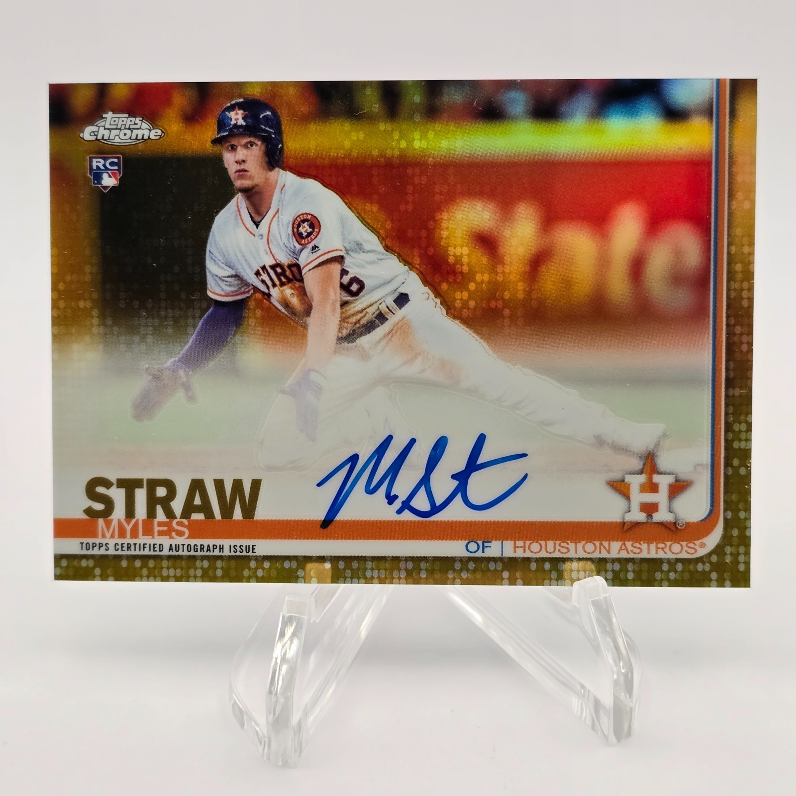 2019 Topps Chrome Rookie Auto Gold Refractor /50 Myles Straw #RA-MS Auto RC