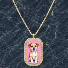 Gorgeous Cute Dog Puppy Pendant Necklace Graphic Design Delicate Gold Tone Best