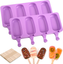 Popsicle Silicone Molds Set, 2 PCS Ice Cream Molds(Standard/Purple)
