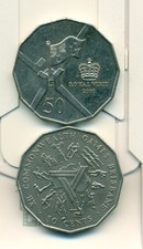 2 COMMEMORATIVE 50 CENT COINS from AUSTRALIA DATING 1982 & 2000 (2 TYPES)