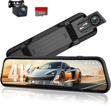 4K Rear View Mirror Camera 10'' 4K Mirror Dash Cam With 1080P Backup Camera New