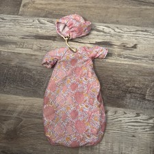 Doll Or Baby Sleeping bag And Hat, Pink Flower, One Size 63