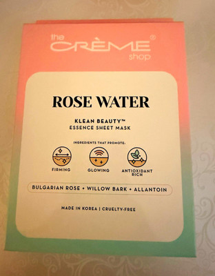 The Crème Shop Klean Beauty Rose Water Essence Sheet Mask 0.84 fl oz