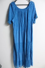 Made in Italy Womens Tiered Lace Contrast Maxi Dress - Blue (h38)
