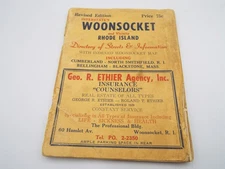 1950'S WOONSOCKET RHODE ISLAND DIRECTORY OF STREETS & INFORMATION