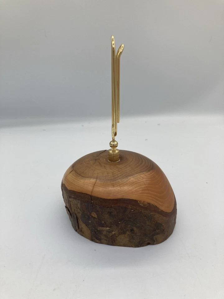 Handmade Note Holder / Desk Tidy Yew Wood with Bark and Oversized Paperclip - Image 2 of 4