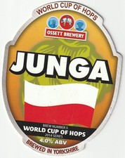 USED PUMP CLIP FRONT - OSSETT BREWERY - JUNGA (WORLD CUP OF HOPS)