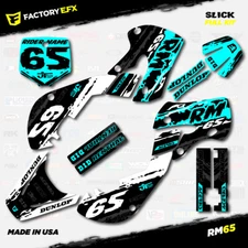 White & Cyan Slick Graphics Sticker Kit fits Suzuki RM65 RM 65 01-22 Decals