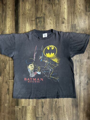 Vintage 1992 Batman Returns Shirt Catwoman Penguin Large - Afbeelding 1 van 7