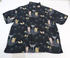 Paradise Found Silk Hawaiian Shirt Cocktail Print Size 2XL