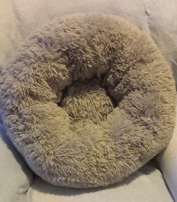 Katzenbett 60 cm rund grau Plüsch ( Polyester) NEU, unben. jed. 1x gewaschen