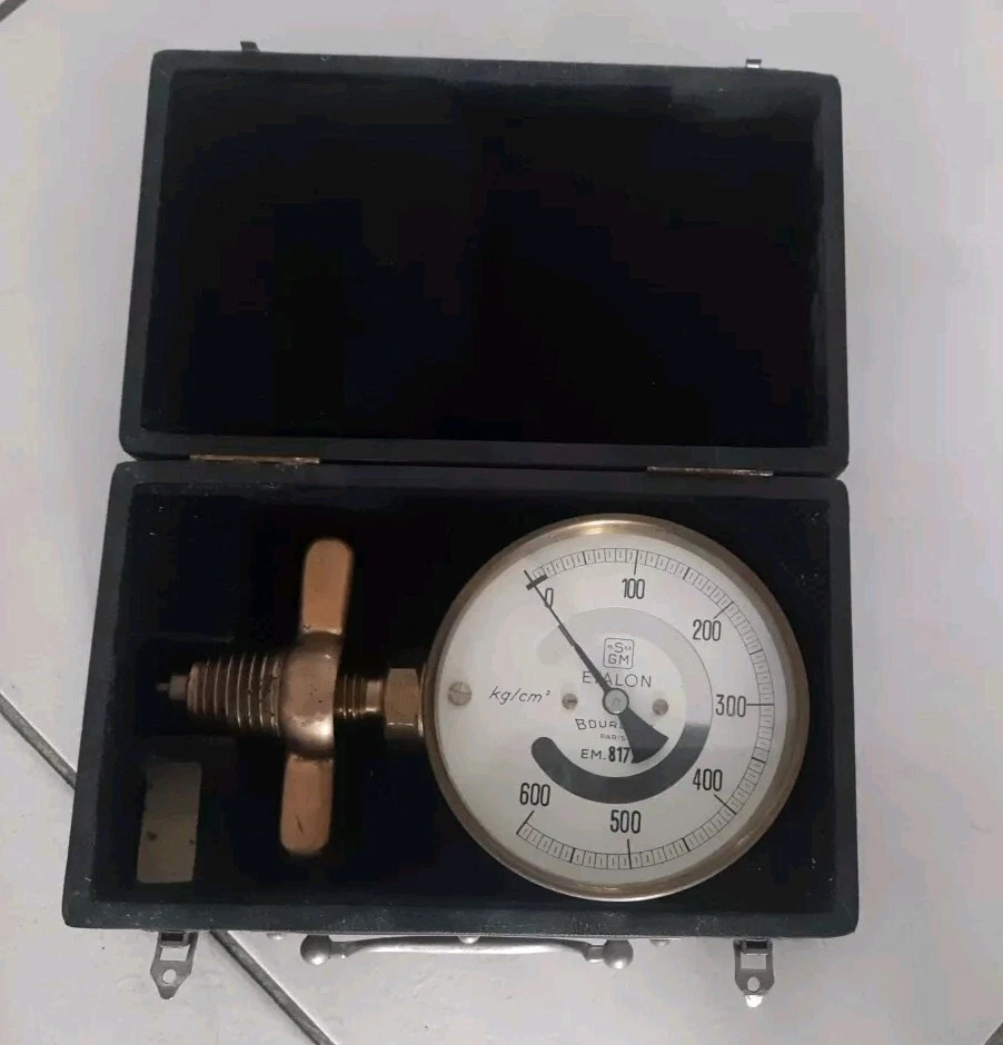 OUTIL ANCIEN MANOMÈTRE SYSTÈME BOURDON DANS SON ÉCRIN N°2 - Photo 2/4