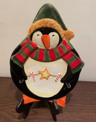 Certified International Becca Barton Christmas Penguin Platter Serving Dish