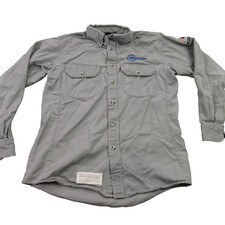 Bulwark Shirt Mens Medium Long Sleeve Button Up Pockets Flame Resistant FR Gray