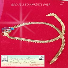22k ANKLETS TRADITIONAL UNIQUE INDIAN GOLD-PLATED ANKLET BRACELET PAYAL  KAPA