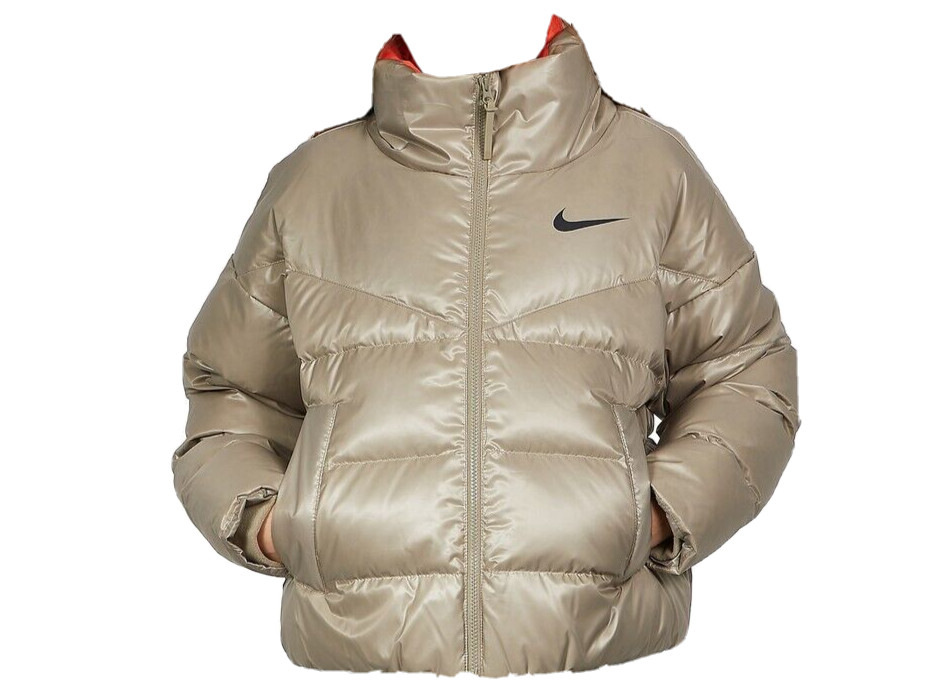 Women Size Large Nike Down Fill Puffer Jacket Shine Beige Winter Coat Full  Zip | eBay