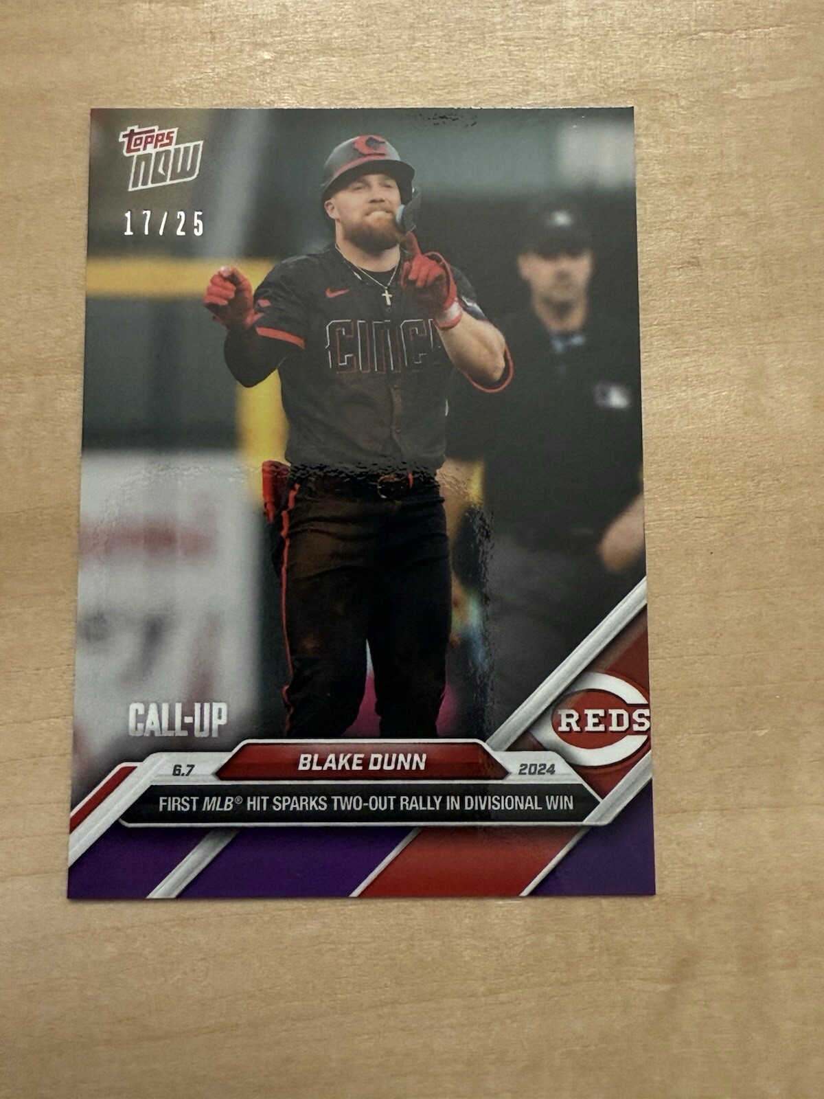 2024 MLB Topps NOW 271 BLAKE DUNN  CINCINNATI REDS ROOKIE CALL UP RC PURPLE /25