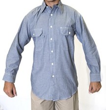Men's Chambray Long Sleeve Shirt, 100 Cotton