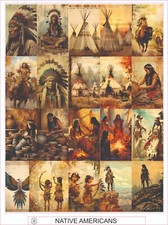NATIVE AMERICANS - COMPLETE SHEET OF 20 STICKERS