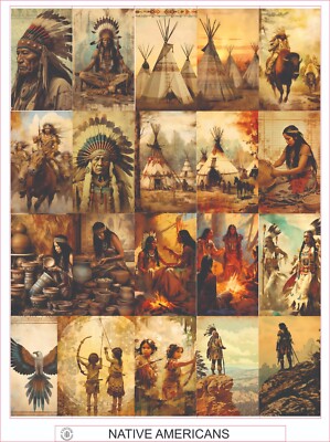 NATIVE AMERICANS -  COMPLETE SHEET OF 20 STICKERS
