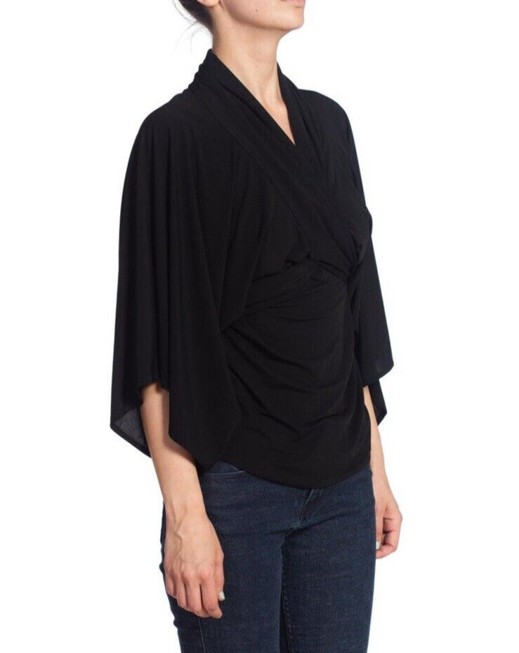NORMA KAMALI 1980S Style Jersey Draped Oversize Multiway Top Size M Black B*J image 8