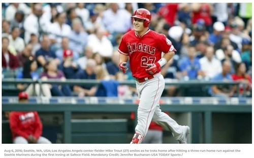 Mike Trout HR #160 GRIFFEY #24 RETIREMENT 2016 Mariners Angels 8/6 Full Ticket - Picture 6 of 19