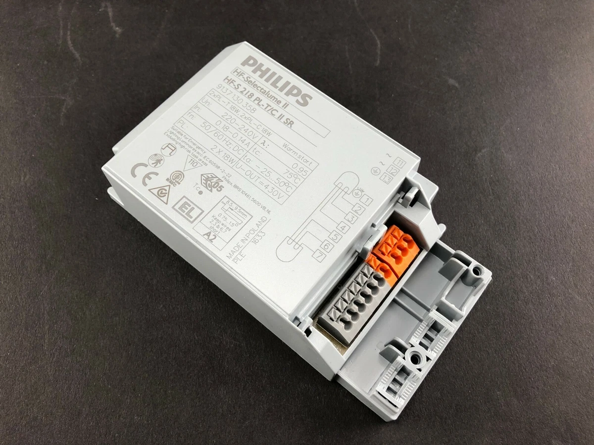 2x PHILIPS 2x18W HF S 218 PL T C II SR Electronic ballast EVG